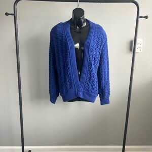 Women's Blue Cable Knit Cardigan